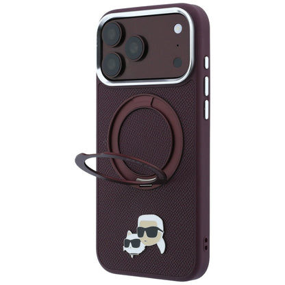 MagSafe futrola za Apple iPhone 18 Pro / 17 Pro, Karl Lagerfeld, Ring Stand 360 Karl & Choupette Pin, Bordo