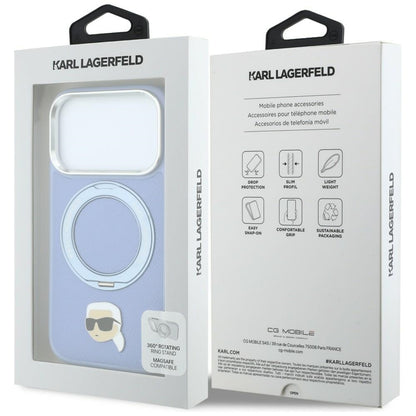MagSafe maska za Apple iPhone 18 Pro / 17 Pro, Karl Lagerfeld, Ring Stand 360 Karl Pin, Plava