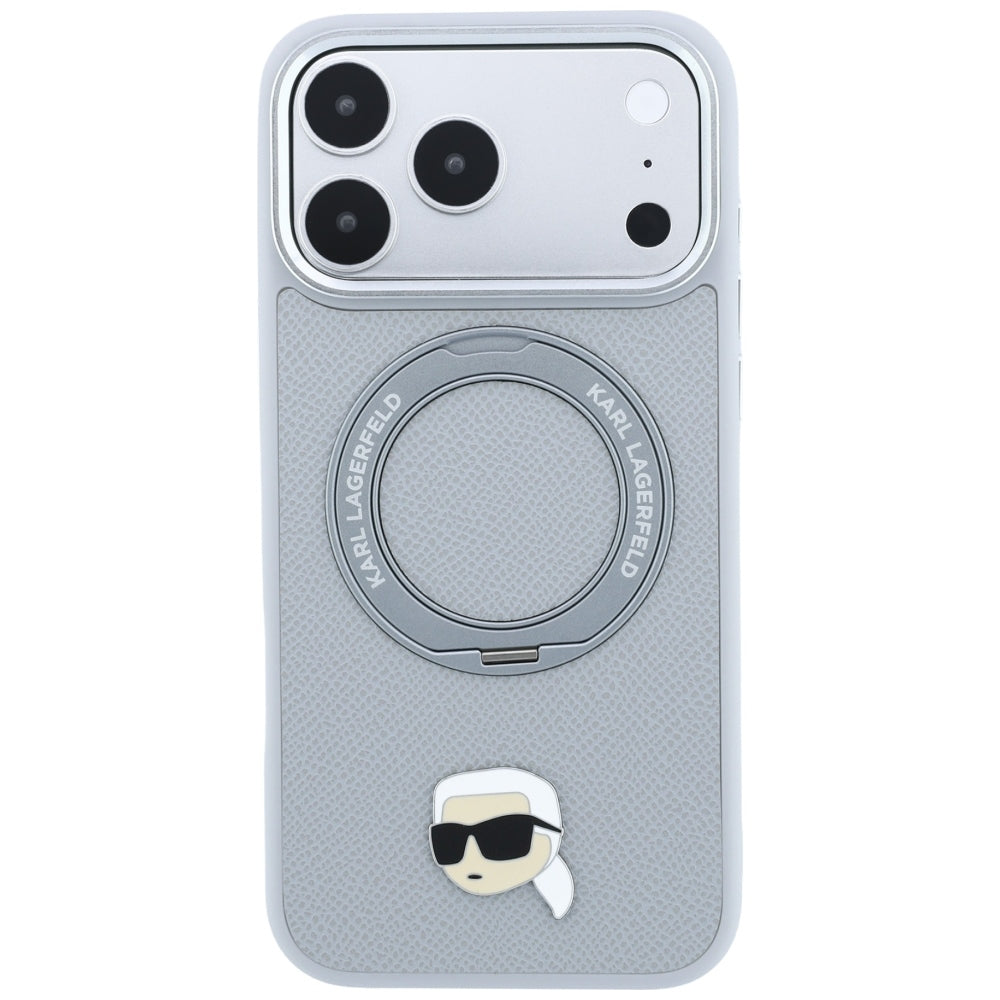 MagSafe maska za Apple iPhone 18 Pro / 17 Pro, Karl Lagerfeld, Ring Stand 360 Karl Pin, Siva