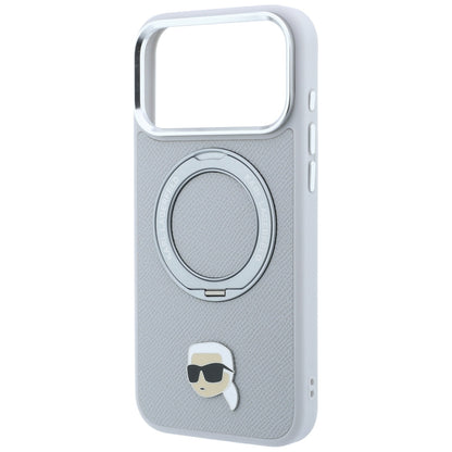 MagSafe maska za Apple iPhone 18 Pro / 17 Pro, Karl Lagerfeld, Ring Stand 360 Karl Pin, Siva