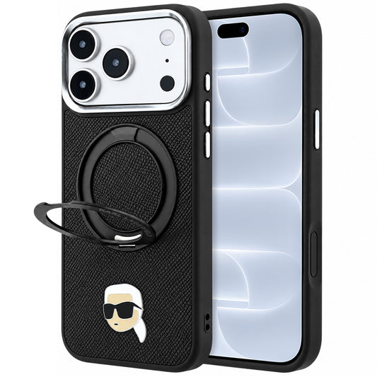 MagSafe futrola za Apple iPhone 18 Pro / 17 Pro, Karl Lagerfeld, Ring Stand 360 Karl Pin, Crna