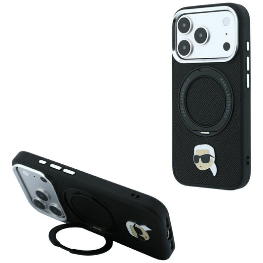 MagSafe futrola za Apple iPhone 18 Pro / 17 Pro, Karl Lagerfeld, Ring Stand 360 Karl Pin, Crna