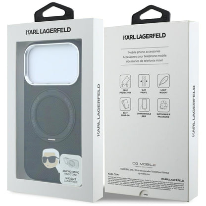 MagSafe futrola za Apple iPhone 18 Pro / 17 Pro, Karl Lagerfeld, Ring Stand 360 Karl Pin, Crna