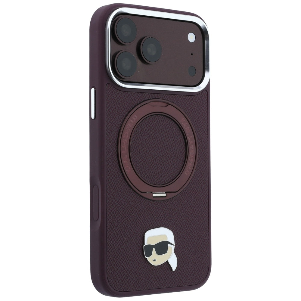 MagSafe futrola za Apple iPhone 18 Pro / 17 Pro, Karl Lagerfeld, Ring Stand 360 Karl Pin, Bordo