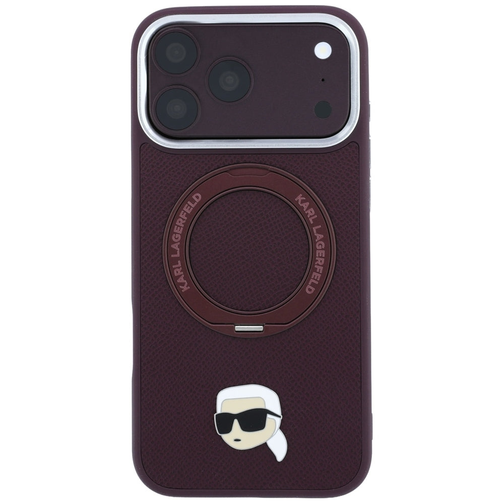 MagSafe futrola za Apple iPhone 18 Pro / 17 Pro, Karl Lagerfeld, Ring Stand 360 Karl Pin, Bordo