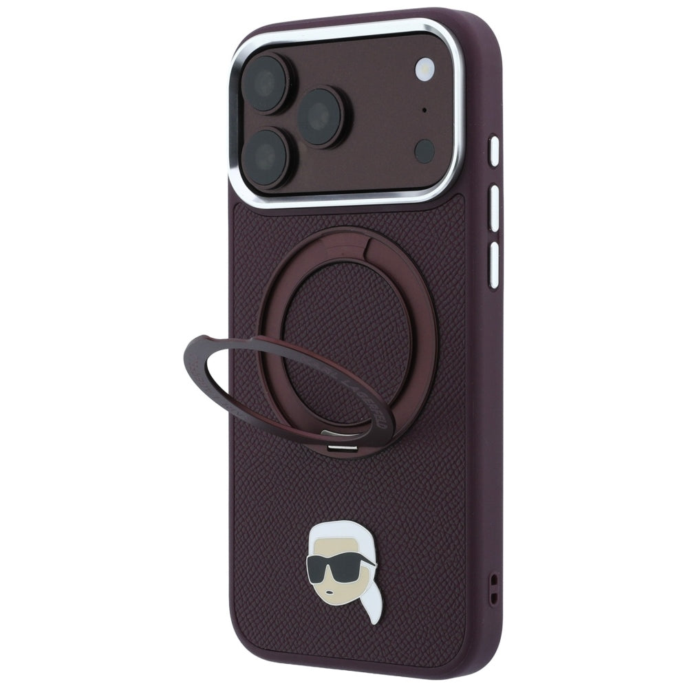 MagSafe futrola za Apple iPhone 18 Pro / 17 Pro, Karl Lagerfeld, Ring Stand 360 Karl Pin, Bordo