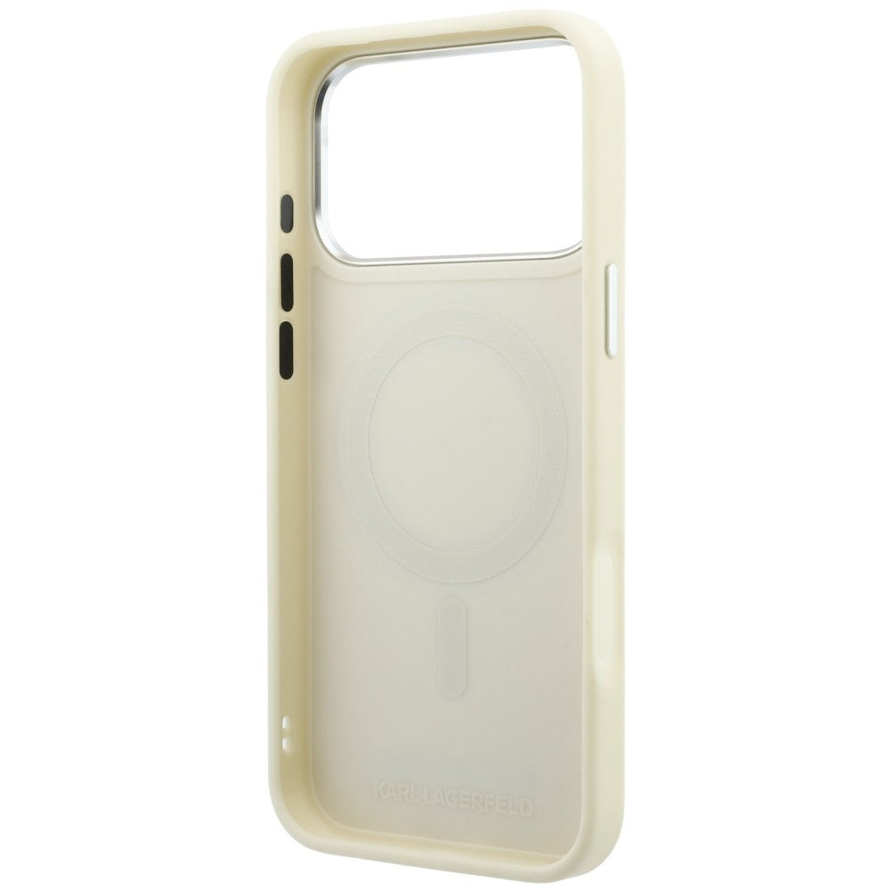 MagSafe maskica za Apple iPhone 18 Pro / 17 Pro, Karl Lagerfeld, Ring Stand 360 Saffiano, bež