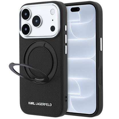 MagSafe futrola za Apple iPhone 18 Pro / 17 Pro, Karl Lagerfeld, Ring Stand 360 Saffiano, Crna