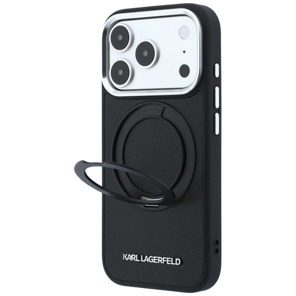MagSafe futrola za Apple iPhone 18 Pro / 17 Pro, Karl Lagerfeld, Ring Stand 360 Saffiano, Crna