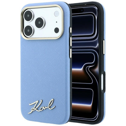 MagSafe futrola za Apple iPhone 18 Pro / 17 Pro, Karl Lagerfeld, Saffiano Small Script Metal Logo, Plava
