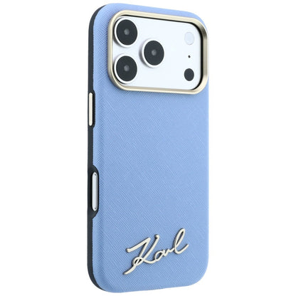 MagSafe futrola za Apple iPhone 18 Pro / 17 Pro, Karl Lagerfeld, Saffiano Small Script Metal Logo, Plava