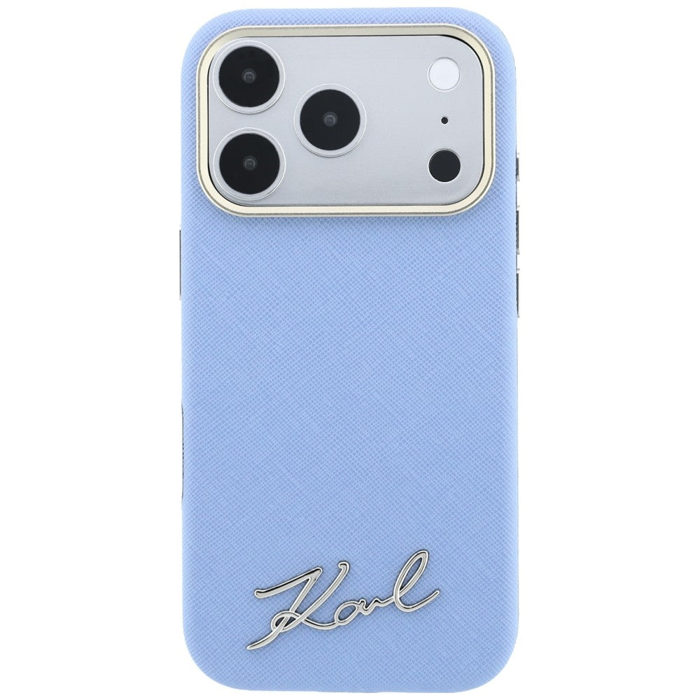 MagSafe futrola za Apple iPhone 18 Pro / 17 Pro, Karl Lagerfeld, Saffiano Small Script Metal Logo, Plava