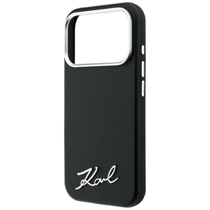 MagSafe maska za Apple iPhone 18 Pro / 17 Pro, Karl Lagerfeld, Saffiano Small Script Metal Logo, Crna