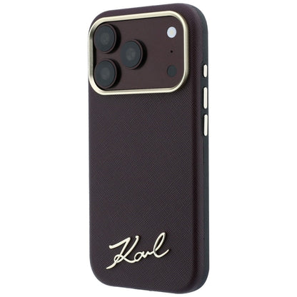 MagSafe maska za Apple iPhone 18 Pro / 17 Pro, Karl Lagerfeld, Saffiano Small Script Metal Logo, Bordo