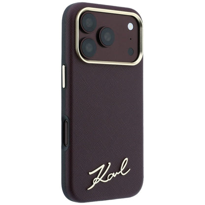 MagSafe maska za Apple iPhone 18 Pro / 17 Pro, Karl Lagerfeld, Saffiano Small Script Metal Logo, Bordo