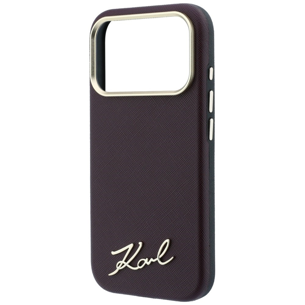 MagSafe maska za Apple iPhone 18 Pro / 17 Pro, Karl Lagerfeld, Saffiano Small Script Metal Logo, Bordo