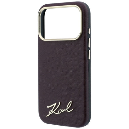 MagSafe maska za Apple iPhone 18 Pro / 17 Pro, Karl Lagerfeld, Saffiano Small Script Metal Logo, Bordo