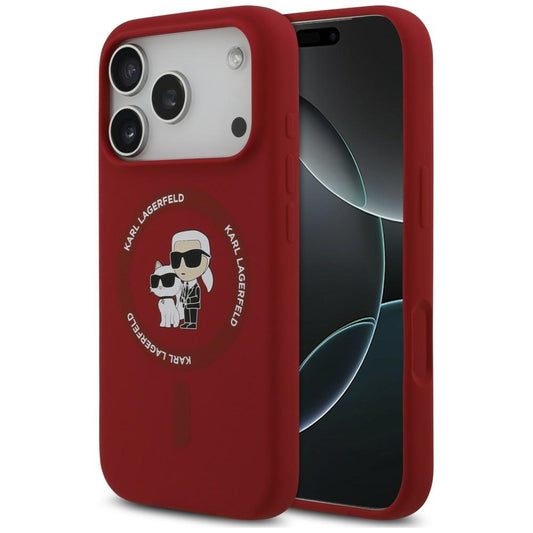 MagSafe maska za Apple iPhone 18 Pro / 17 Pro, Karl Lagerfeld, silikonski prsten Karl & Choupette, ružičasta