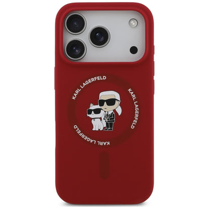 MagSafe maska za Apple iPhone 18 Pro / 17 Pro, Karl Lagerfeld, silikonski prsten Karl & Choupette, ružičasta