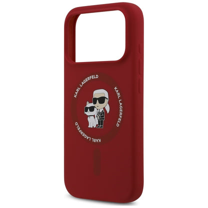 MagSafe maska za Apple iPhone 18 Pro / 17 Pro, Karl Lagerfeld, silikonski prsten Karl & Choupette, ružičasta