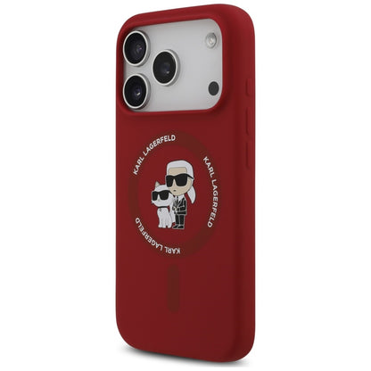 MagSafe maska za Apple iPhone 18 Pro / 17 Pro, Karl Lagerfeld, silikonski prsten Karl & Choupette, ružičasta
