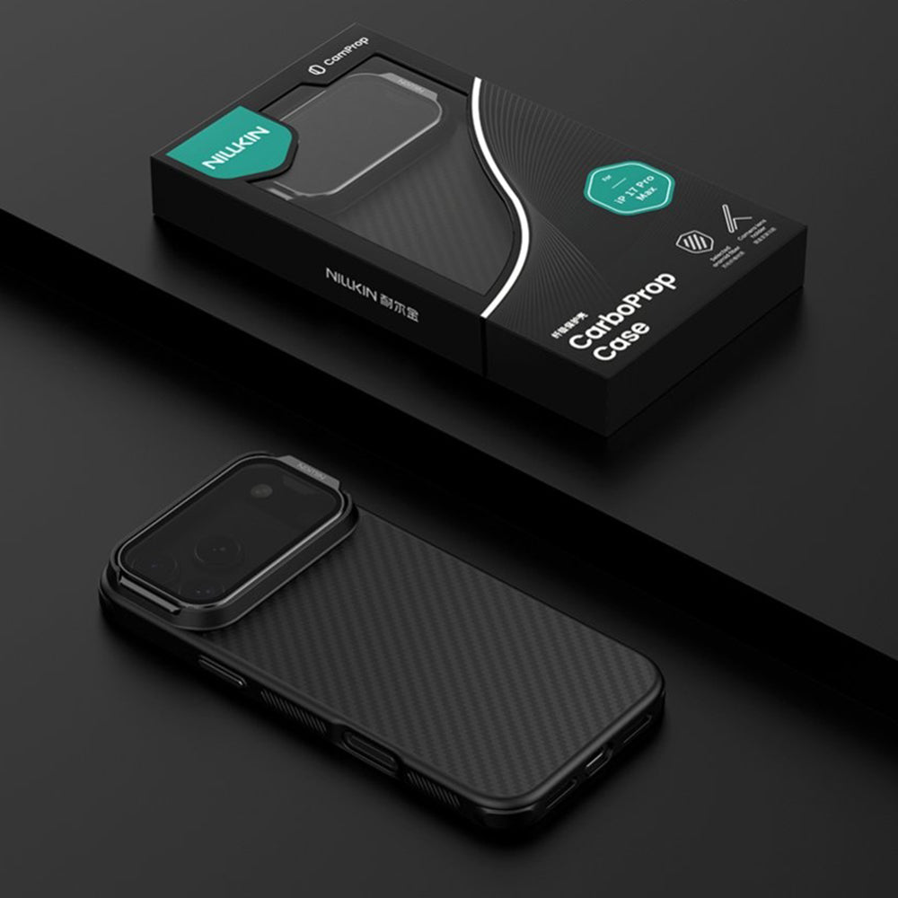 MagSafe futrola za Apple iPhone 18 Pro / 17 Pro, Nillkin, CarboProp s prozirnim crnim poklopcem za objektiv, Crna