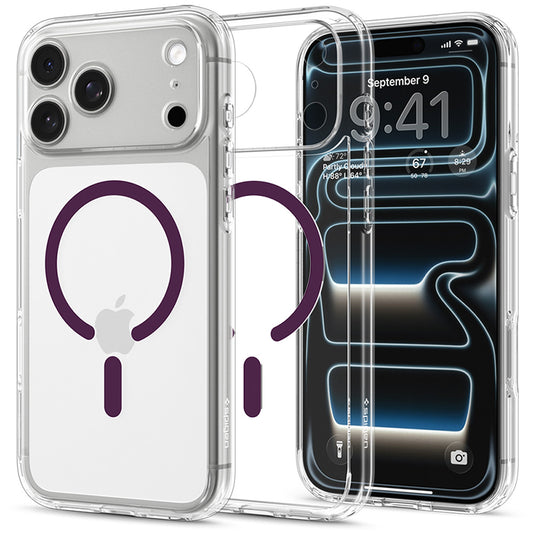 MagSafe maska za Apple iPhone 18 Pro / 17 Pro, Spigen, Ultra Hybrid, prozirna bordo ACS12335