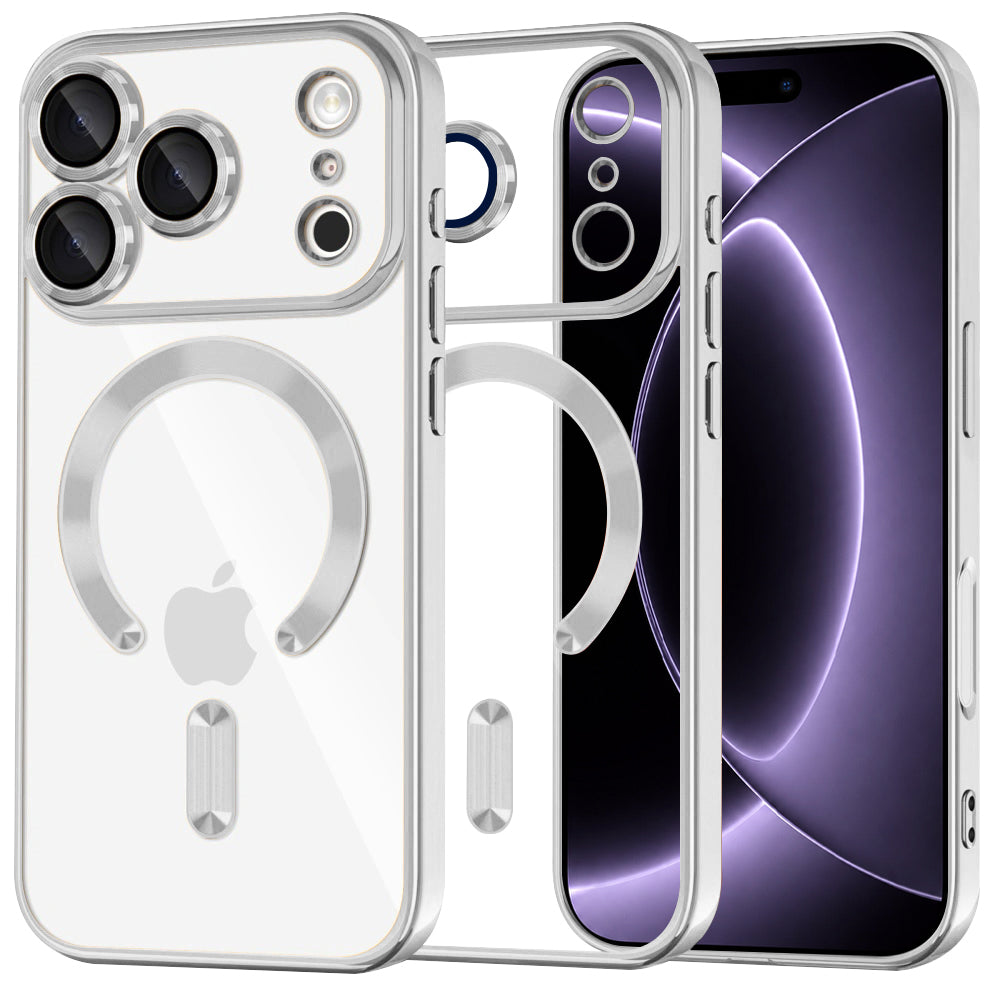 MagSafe futrola za Apple iPhone 18 Pro / 17 Pro, Techsuit, Luxury Crystal, Srebrna