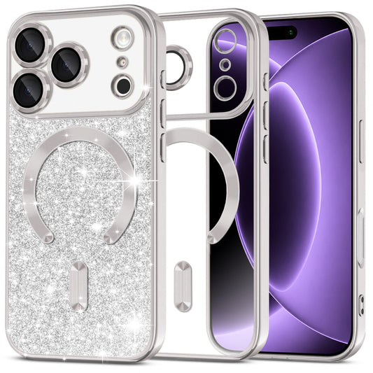 MagSafe futrola za Apple iPhone 18 Pro / 17 Pro, Techsuit, Luxury Glitter, Srebrna