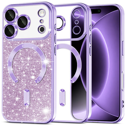 MagSafe futrola za Apple iPhone 18 Pro / 17 Pro, Techsuit, Luxury Glitter, Svijetlo Ljubičasta