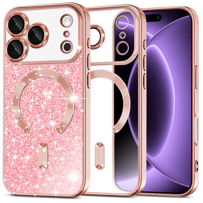 MagSafe futrola za Apple iPhone 18 Pro / 17 Pro, Techsuit, Luxury Glitter, Ružičasto Zlatna