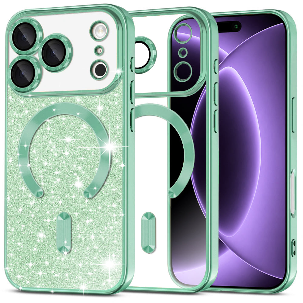 MagSafe futrola za Apple iPhone 18 Pro / 17 Pro, Techsuit, Luxury Glitter, Svijetlo Zelena