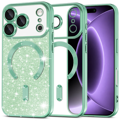MagSafe futrola za Apple iPhone 18 Pro / 17 Pro, Techsuit, Luxury Glitter, Svijetlo Zelena