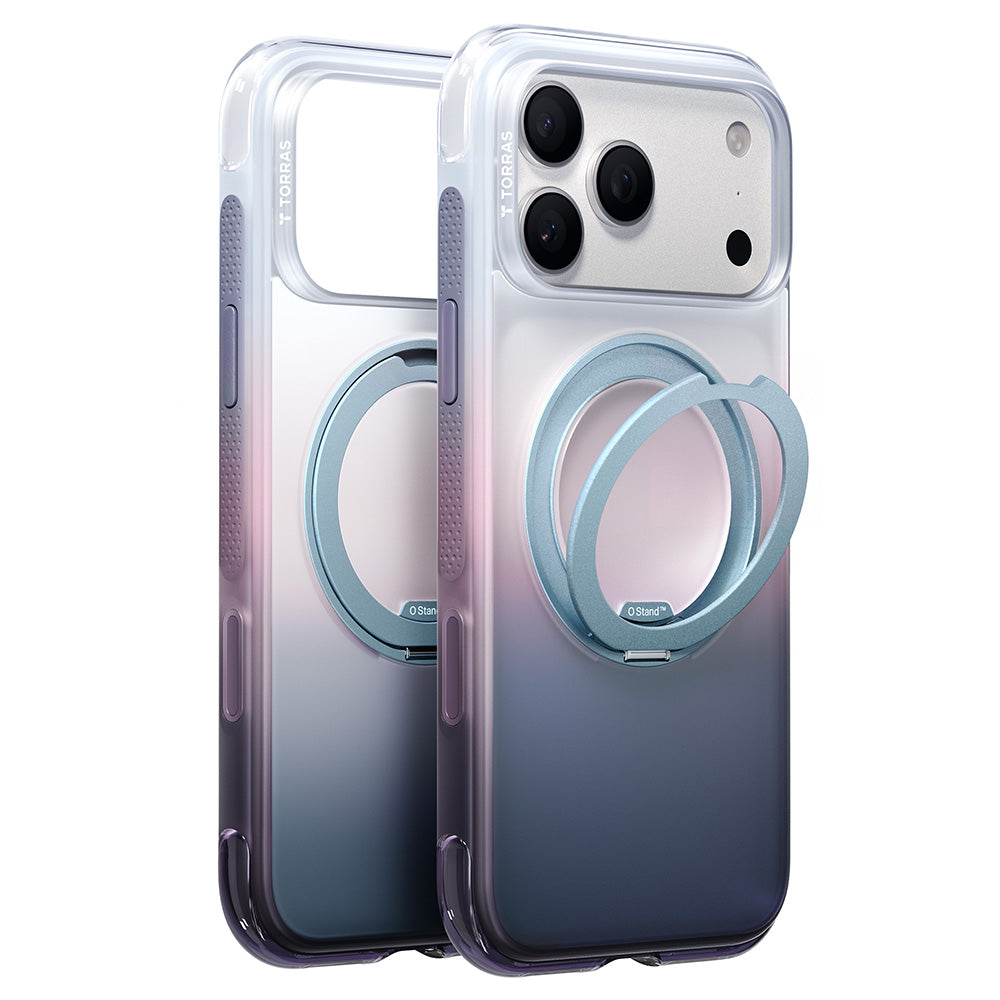 MagSafe futrola za Apple iPhone 18 Pro / 17 Pro, Torras, Ostand O3 Air Gradient, Ljubičasto-Narančasta