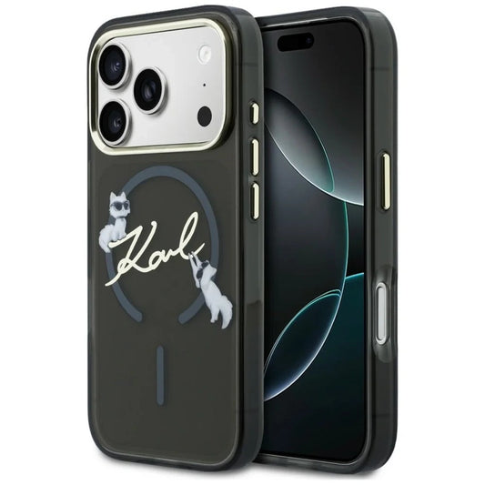 MagSafe maska za Apple iPhone 18 Pro, Karl Lagerfeld, IML Choupette Karl Script Logo, Crna