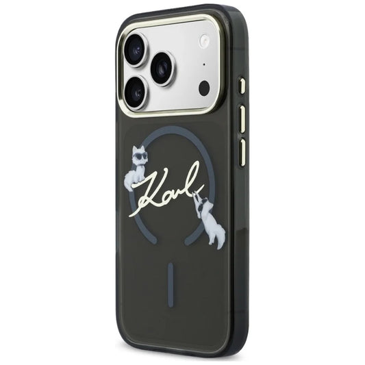 MagSafe maska za Apple iPhone 18 Pro, Karl Lagerfeld, IML Choupette Karl Script Logo, Crna