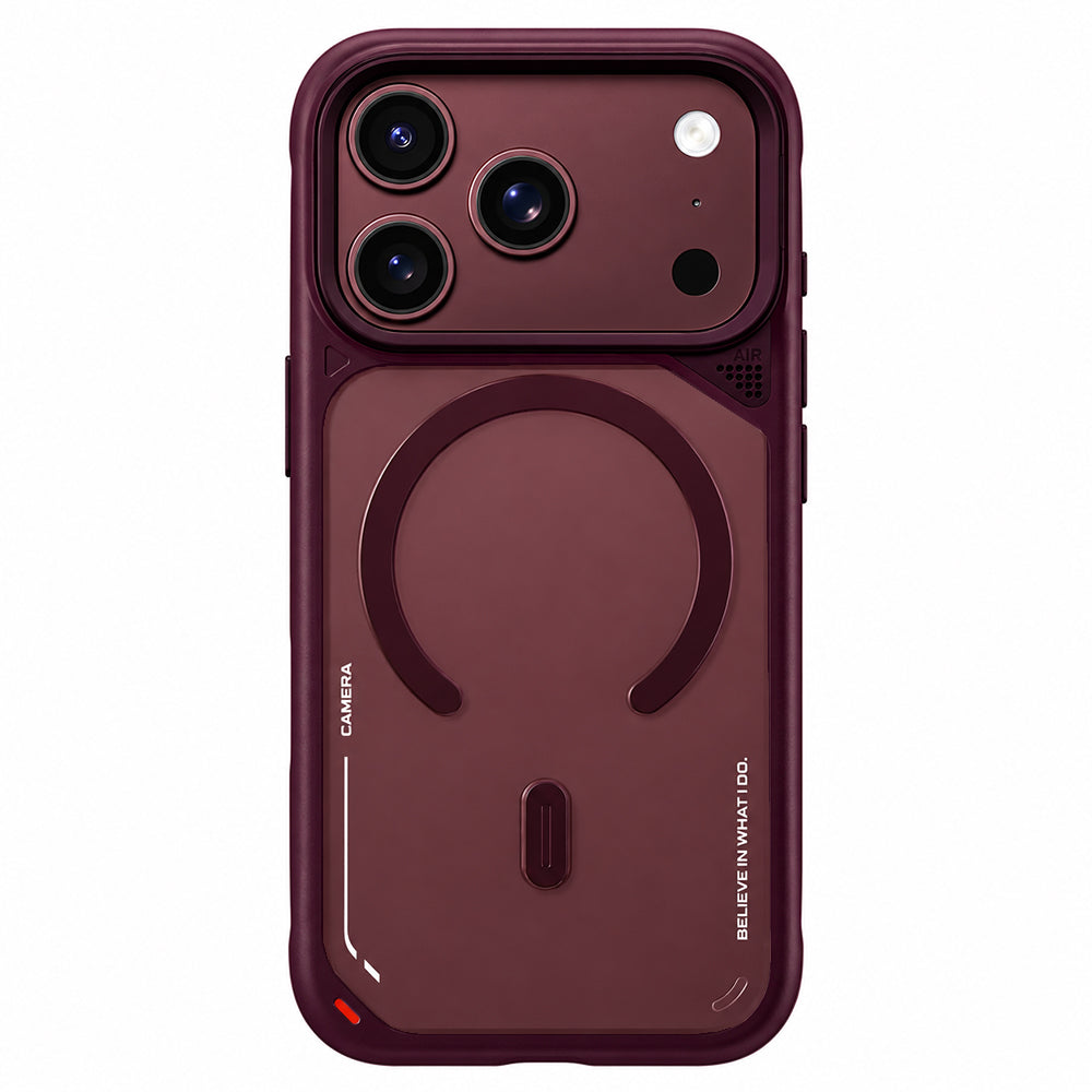 Maska MagSafe za Apple iPhone 18 Pro Max / 17 Pro Max, Blueo, stalak za odvođenje topline, satenski bordo crvena