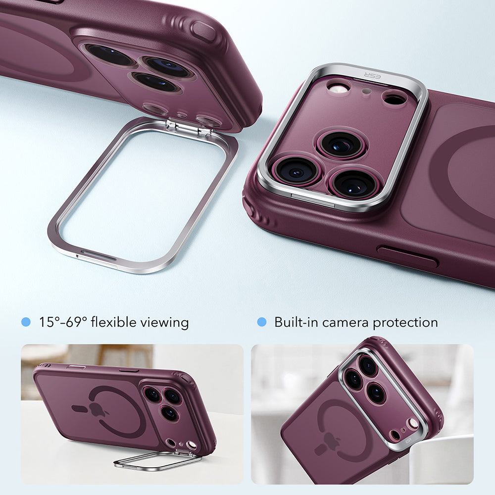 MagSafe futrola za Apple iPhone 18 Pro Max / 17 Pro Max, ESR, Classic Hybrid Kickstand, Tamno Satenasta Vinska