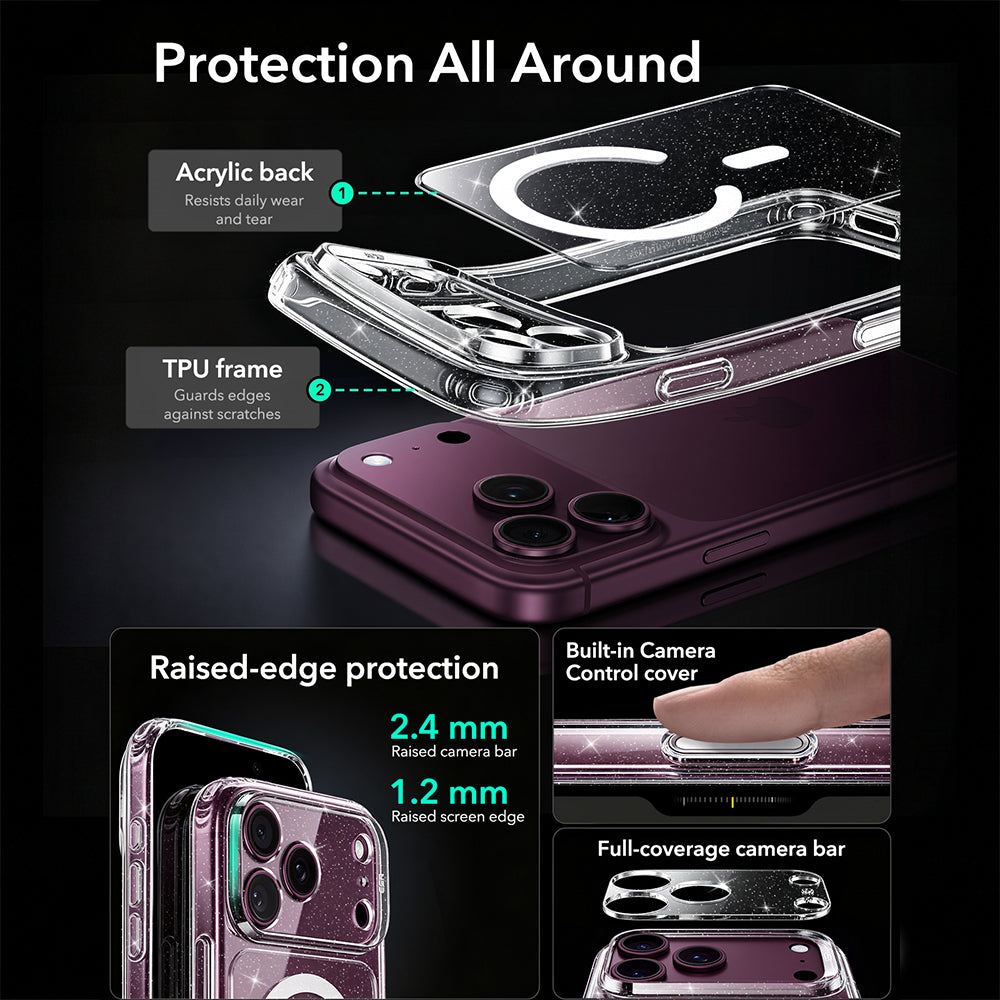 MagSafe futrola za Apple iPhone 18 Pro Max / 17 Pro Max, ESR, Classic Hybrid Shimmer, Prozirna