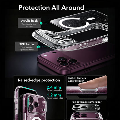 MagSafe futrola za Apple iPhone 18 Pro Max / 17 Pro Max, ESR, Classic Hybrid Shimmer, Prozirna