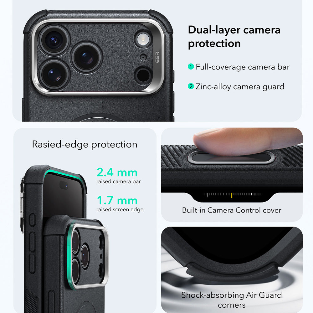 MagSafe futrola za Apple iPhone 18 Pro Max / 17 Pro Max, ESR, Cyber Armor Kickstand, Crna