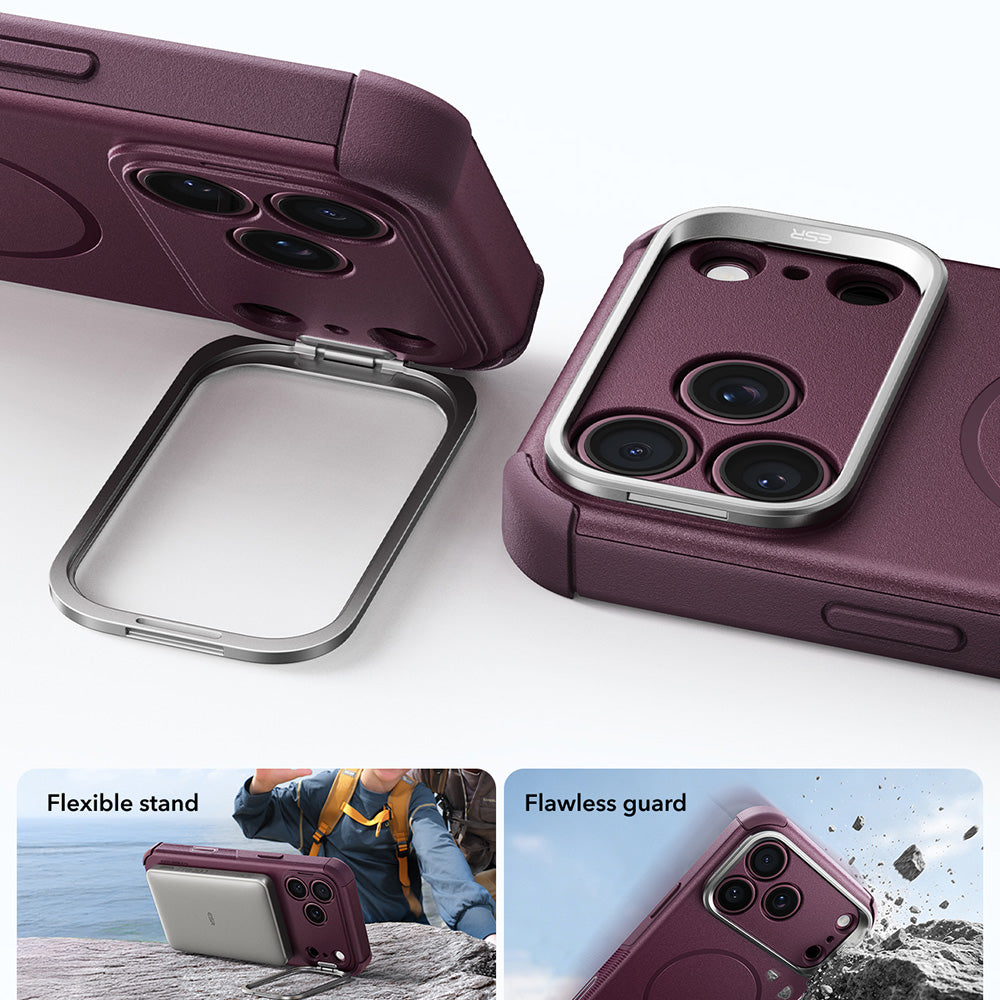 MagSafe futrola za Apple iPhone 18 Pro Max / 17 Pro Max, ESR, Cyber Armor Kickstand, Tamno Satenasta Burgundija