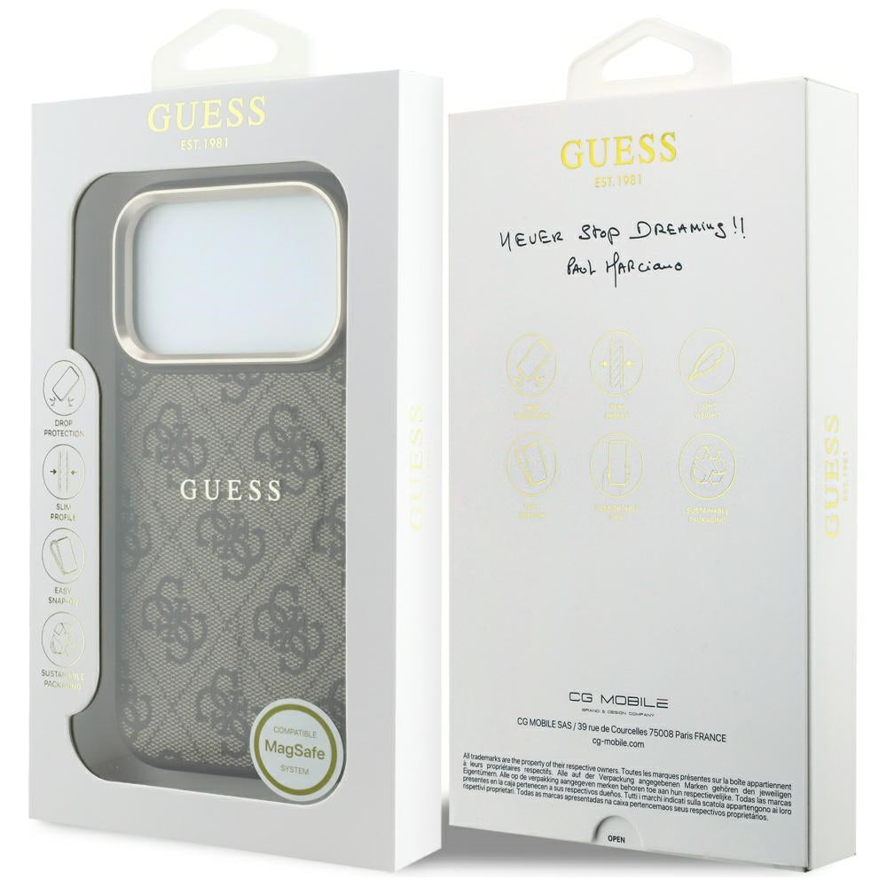 MagSafe futrola za Apple iPhone 18 Pro Max / 17 Pro Max, Guess, 4G Embossed Classic, Smeđa