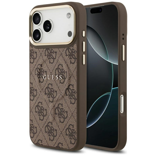 MagSafe maska za Apple iPhone 18 Pro Max / 17 Pro Max, Guess, 4G Embossed Ring Classic Logo, Smeđa