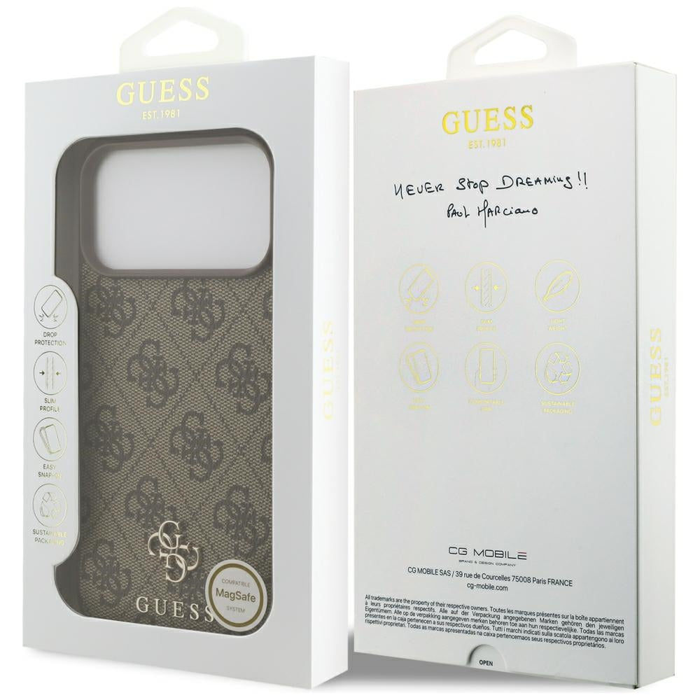 MagSafe maska za Apple iPhone 18 Pro Max / 17 Pro Max, Guess, 4G Small and Classic, Smeđa