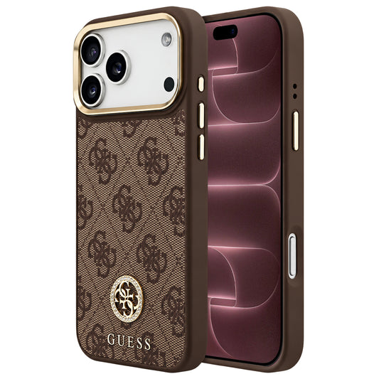 MagSafe maska za Apple iPhone 18 Pro Max / 17 Pro Max, Guess, 4G Strass Logo, smeđa