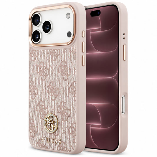 MagSafe maska za Apple iPhone 18 Pro Max / 17 Pro Max, Guess, 4G Strass Logo, ružičasta