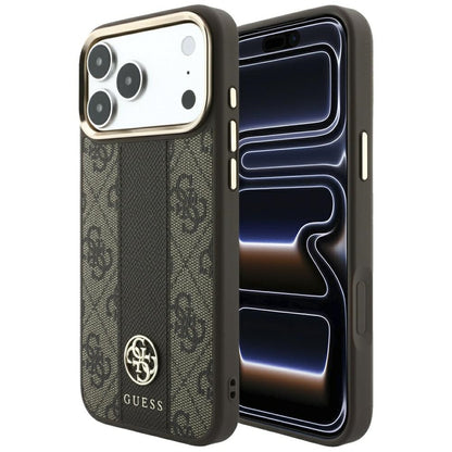 MagSafe maska za Apple iPhone 18 Pro Max / 17 Pro Max, Guess, 4G Stripe Round Classic Logo, Smeđa