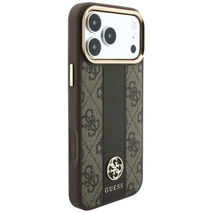 MagSafe maska za Apple iPhone 18 Pro Max / 17 Pro Max, Guess, 4G Stripe Round Classic Logo, Smeđa