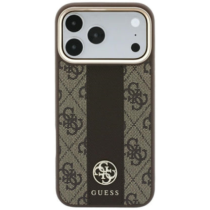 MagSafe maska za Apple iPhone 18 Pro Max / 17 Pro Max, Guess, 4G Stripe Round Classic Logo, Smeđa